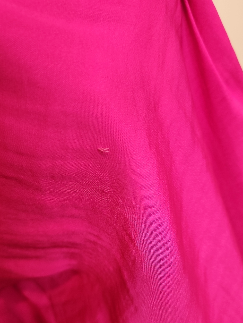 Jennifer Lopez JALO Hot Pink Tie-Neck V-neck Peasant Blouse Elastic Puffy Sleeve - Picture 9 of 12